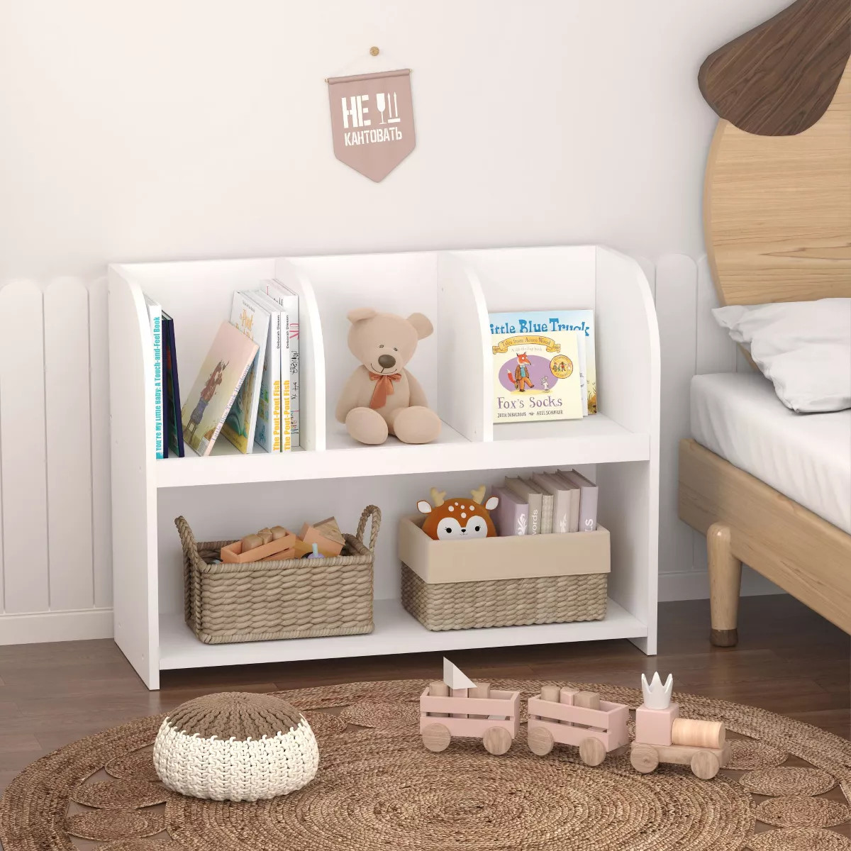 HOMLUX 4-Cube Kids Bookcase Toy Organizer Wooden Storage Bookshelf,White | Target