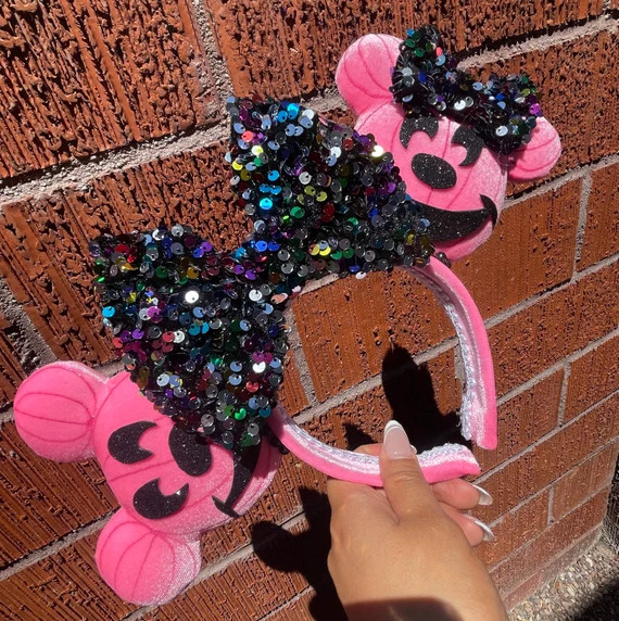 Pink Pumpkin Minnie Ears/ Halloween Minnie Ears | Etsy (US)