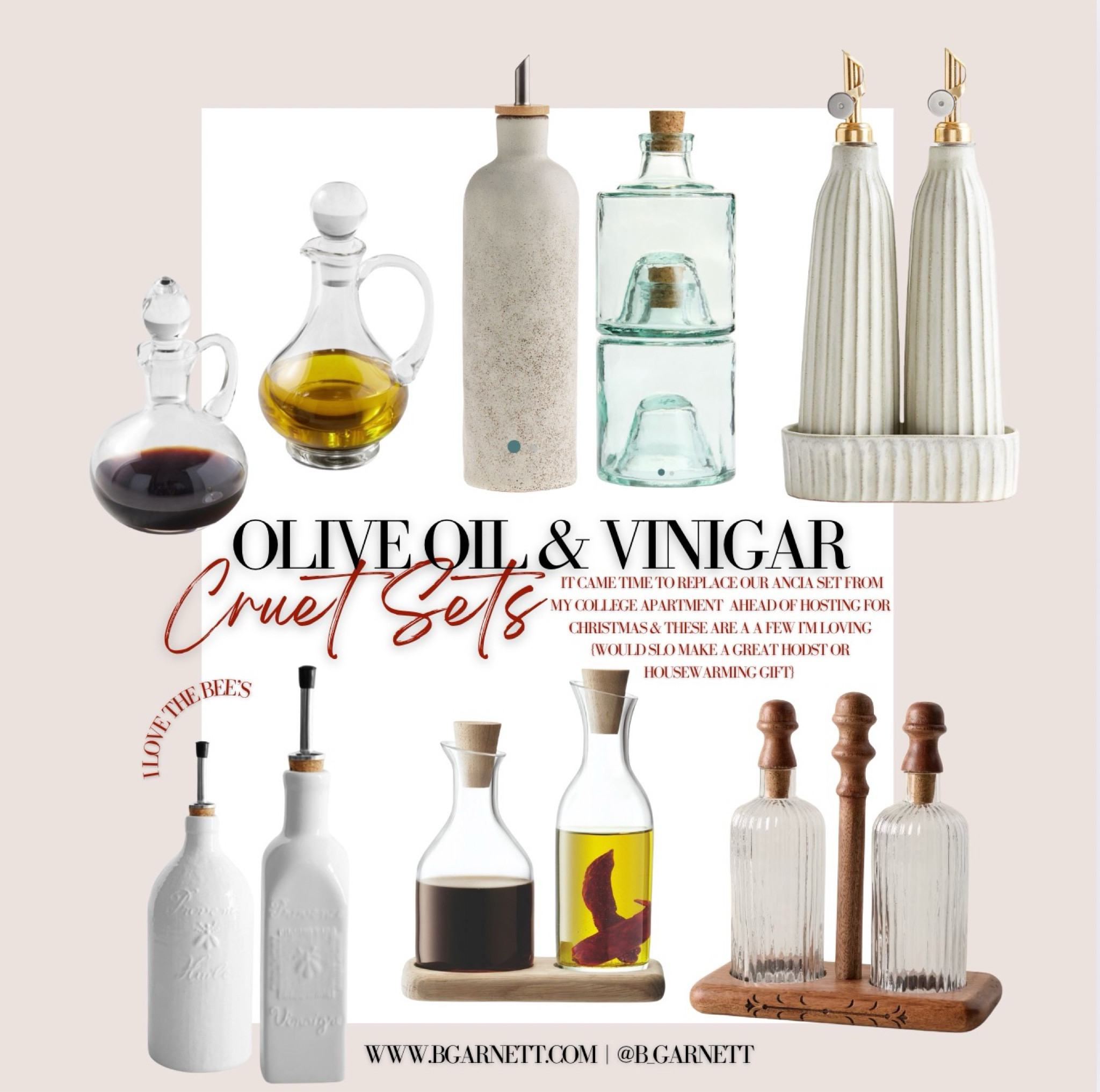 Needing a new olive oil & vinegar cruet before we have guests for Christmas so I’ve just gone on a deep dive of some of my favorites. 

These would also make excellent host gifts, housewarming gifts, gifts for foodies or home bodies, etc 
Kitchen accessories | oil & vinegar set | kitchen decor 

#LTKHoliday #LTKHome #LTKGiftGuide