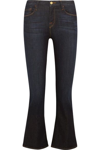 FRAME - Crop Mini Mid-rise Bootcut Jeans - Dark denim | NET-A-PORTER (UK & EU)
