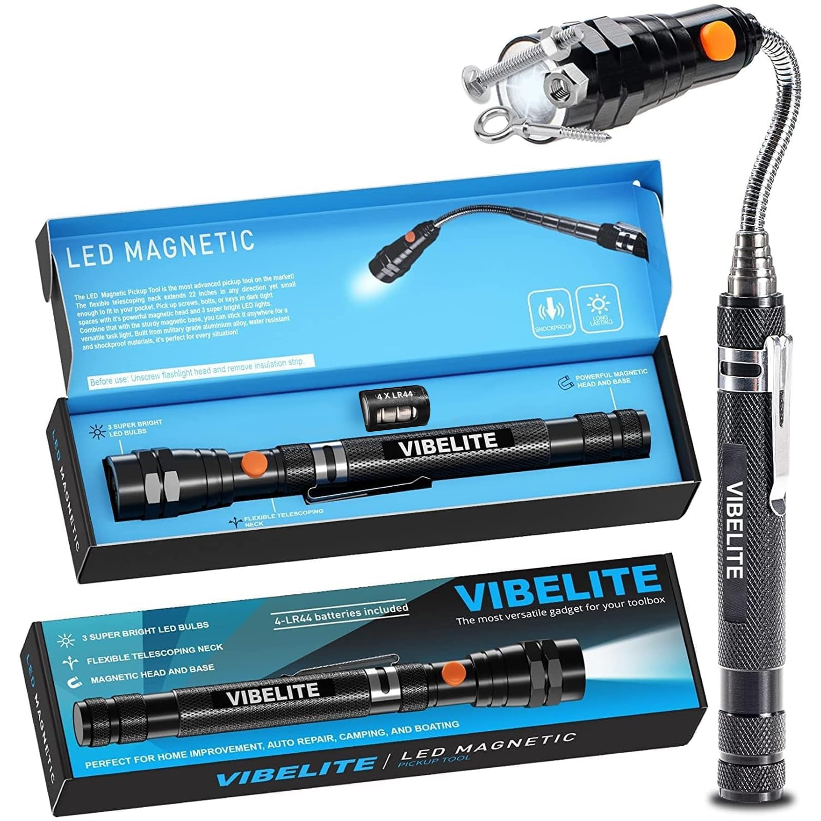 VIBELITE Extendable Magnetic Flashlight with Telescoping Magnet Pickup Tool-Cool Gadget Christmas... | Amazon (US)
