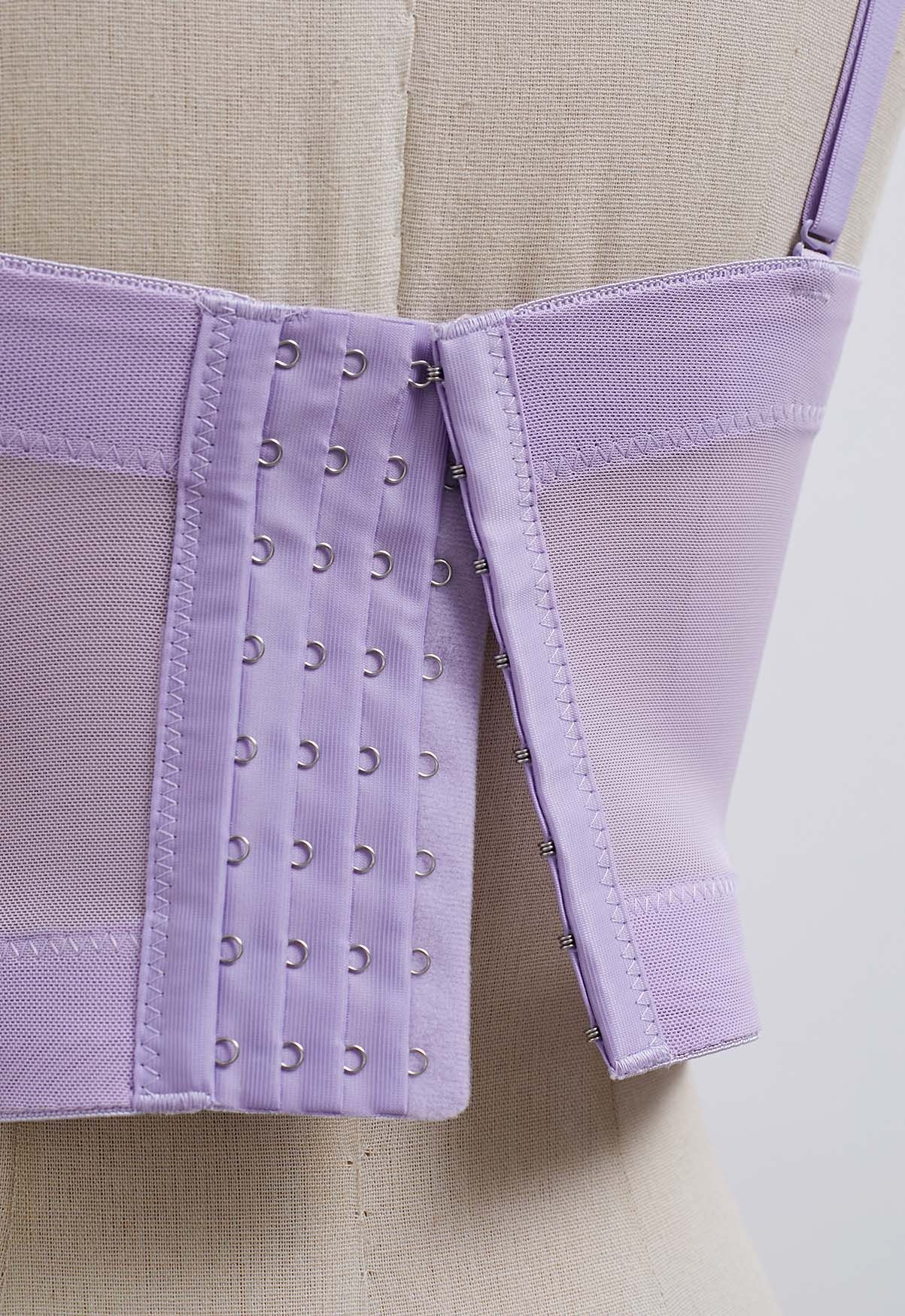 Pearly Petal Bustier Crop Top in Lilac | Chicwish