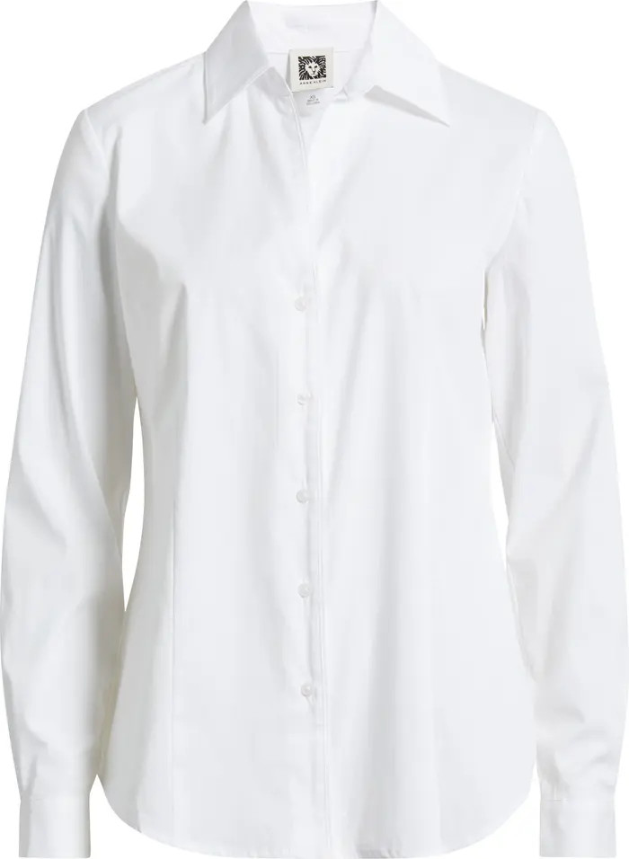 Anne Klein Cotton Blend Poplin Button-Up Shirt | Nordstrom | Nordstrom