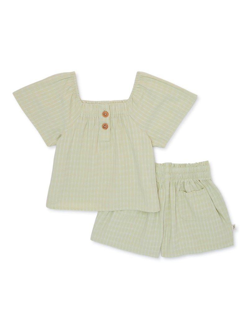 easy-peasy Baby and Toddler Girls Henley Short Sleeve Top and Shorts, Sizes 12 Months - 5T | Walmart (US)