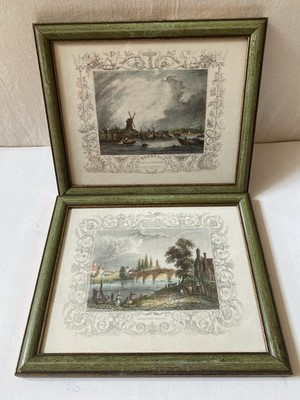 Tombleson Hand Colored Engraving Prints Framed Set 2 Bridge & Greenwich Antique | eBay US