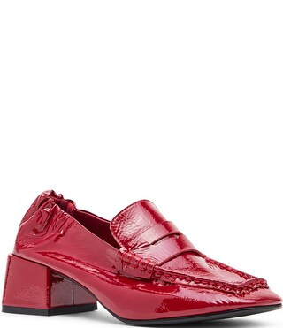 Steve Madden Estee Crinkle Patent Leather Block Heel Penny Loafer Pumps - 9 | Dillard's