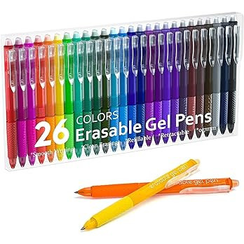 Lineon Erasable Gel Pens, 26 Colors Retractable Erasable Pens Clicker, Fine Point, Make Mistakes ... | Amazon (US)