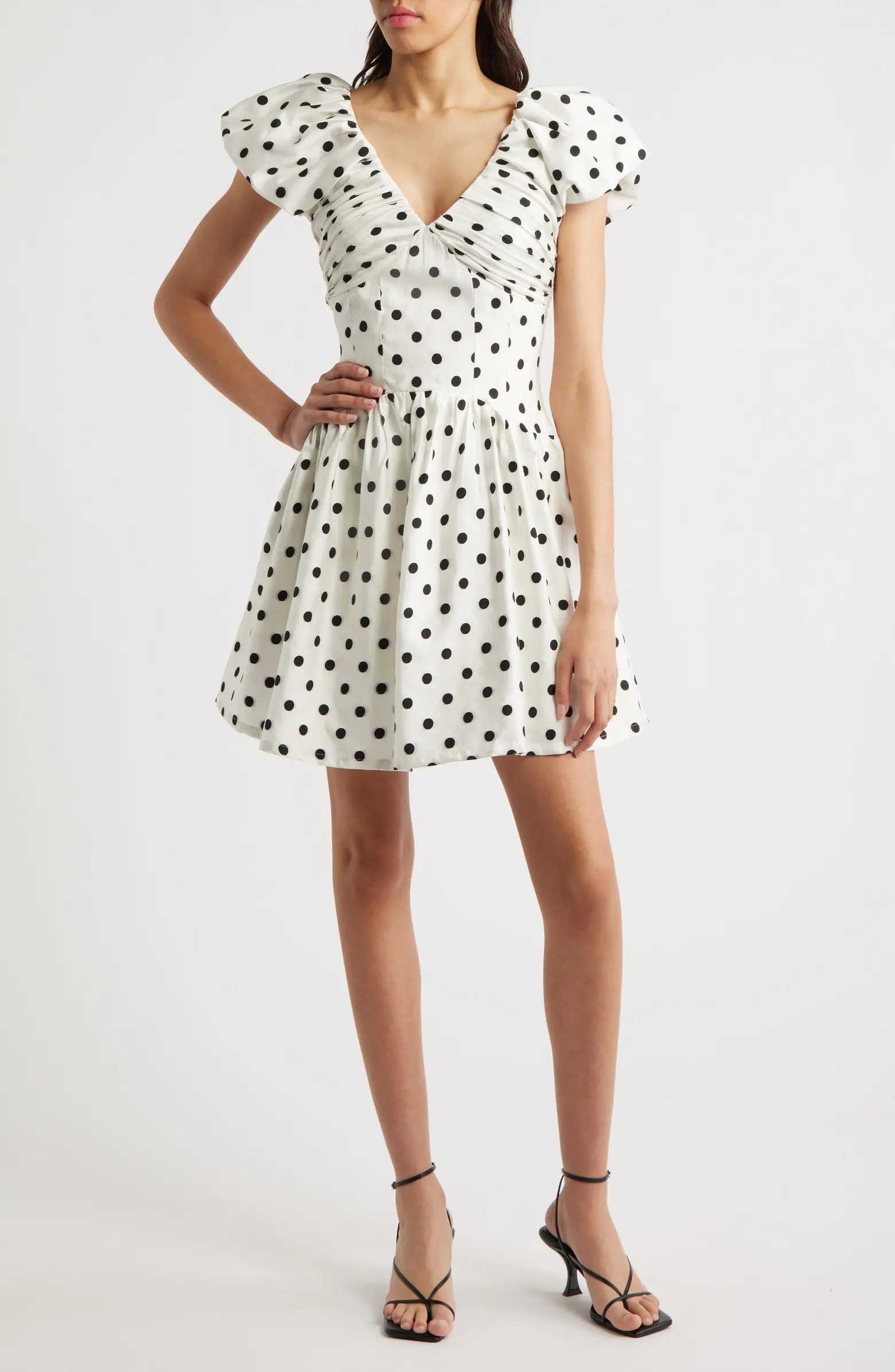 Sister Jane Raven Spot Polka Dot Ruched Fit & Flare Minidress | Nordstrom | Nordstrom