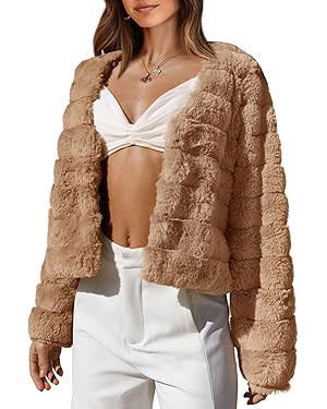 BTFBM Faux Fur Cropped Jacket Short Coat | Amazon (US)