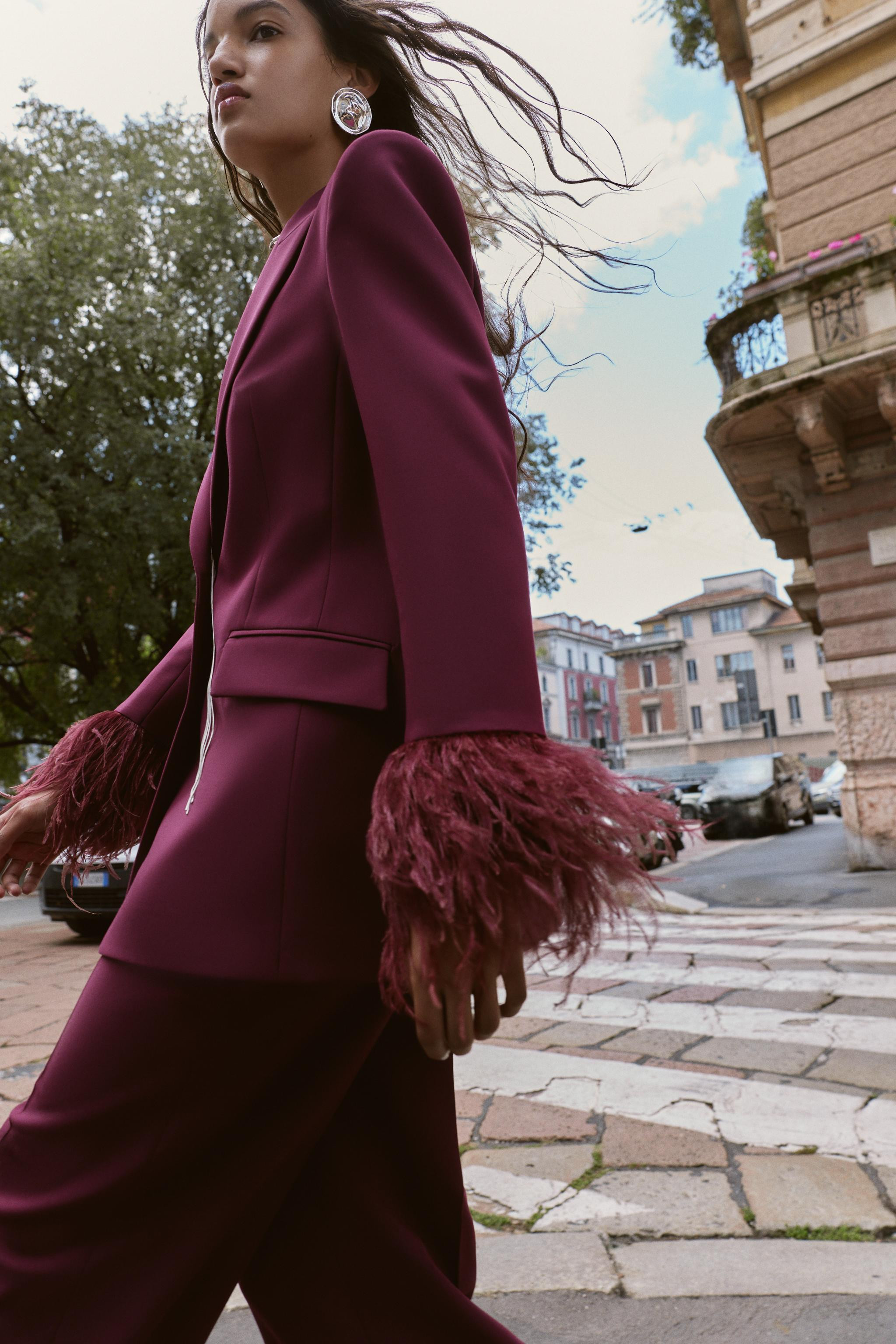 FEATHER CUFF BLAZER | Zara US