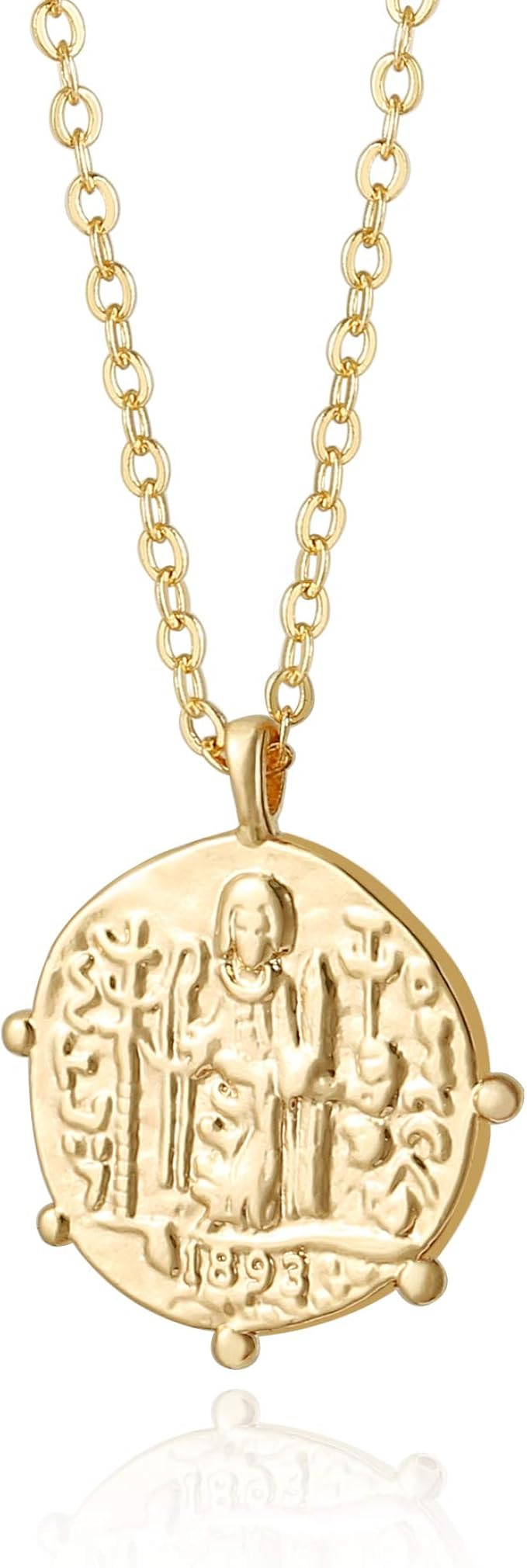 18K Gold Moon Star Lion Evil Eye Pendant Necklace Medallion Paperclip Chain Choker Layering Jewel... | Amazon (US)