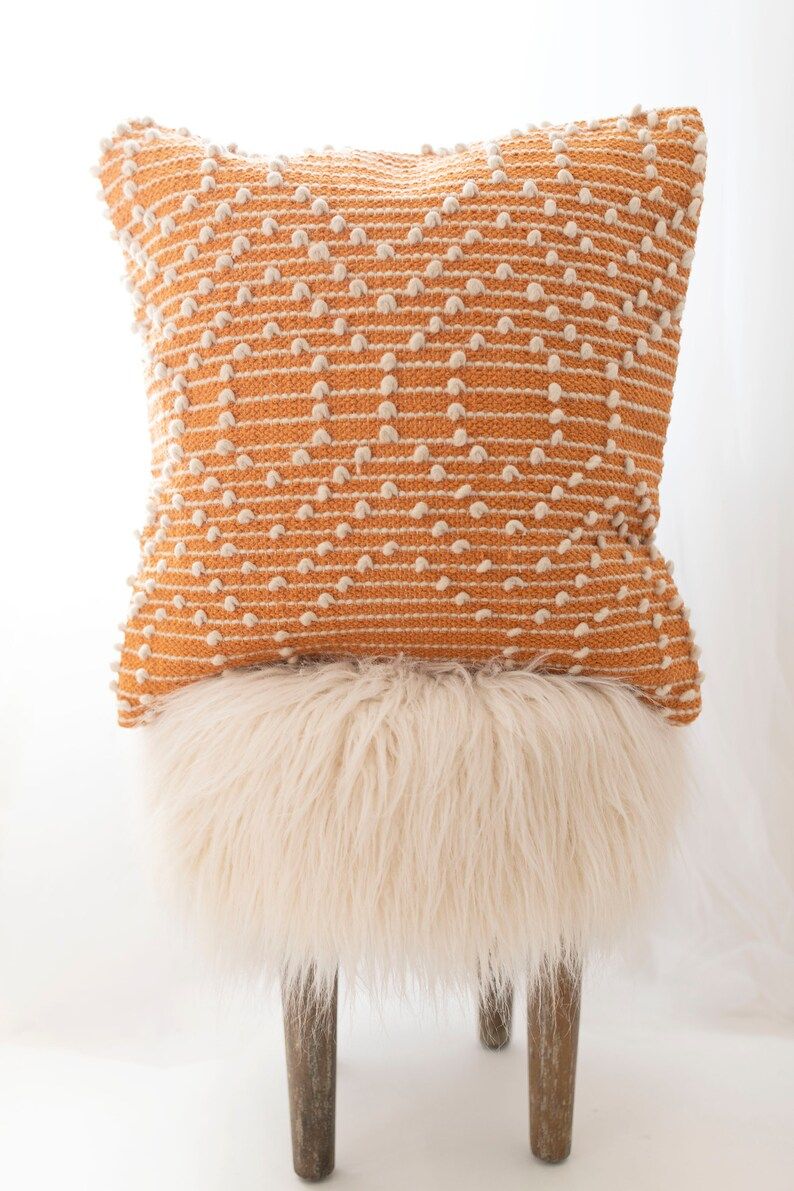 Geometric Orange Tufted Pillow Cover Boho Pillow Cover | Etsy | Etsy (US)