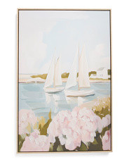 20x30 Sailboats With Flowers Wall Art With Hand Paint Details | Marshalls
