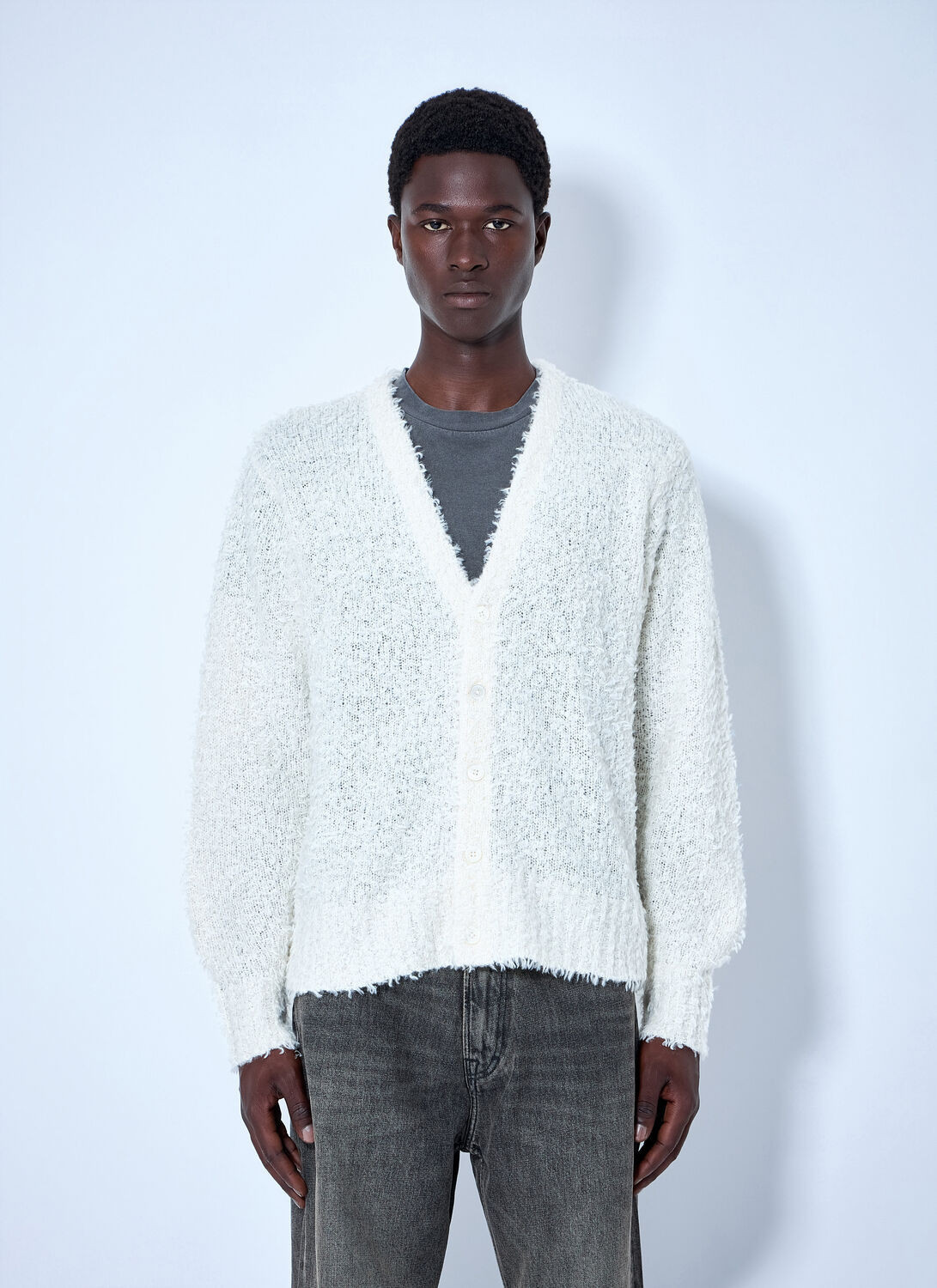 Stüssy Textured Cardigan - Man Knitwear White S | LN-CC