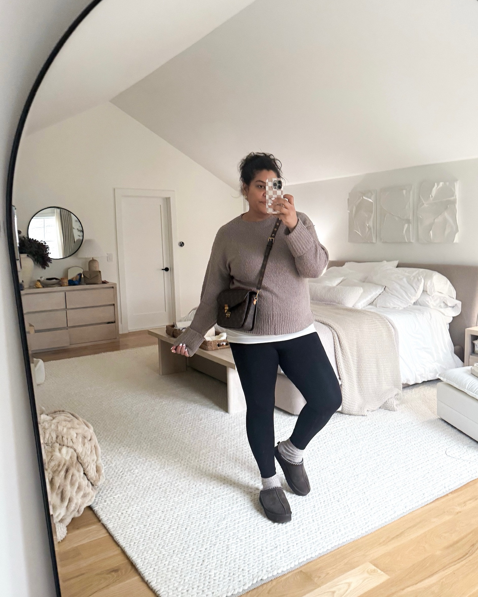 midsize ootd — the ultimate cozy winter outfit is this oversized soft sweater with leggings! I’m 5’9” size 12/XL & 25 weeks pregnant & I’m wearing a size XL in swear & L in leggings!

#LTKMidsize #LTKBump #LTKootd