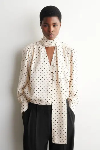 COS Scarf-Detail Polka-Dot Shirt | Nordstrom | Nordstrom