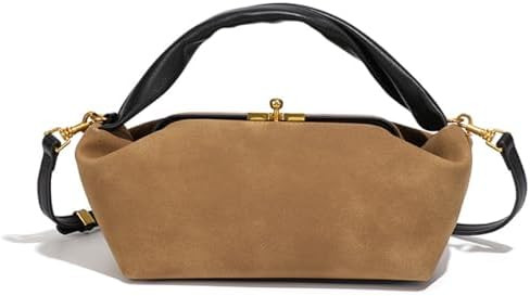 Suede Kiss Lock Shoulder Bag for Women, Vintage Slouchy Hobo Handbag, Soft Faux Suede Satchel wit... | Amazon (US)