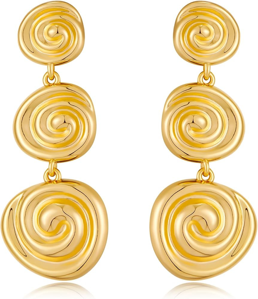 MUYAN Boho Hammered Dangling Earrings for Women Modern Statement Finish Dangle Drop Earrings Jewe... | Amazon (US)
