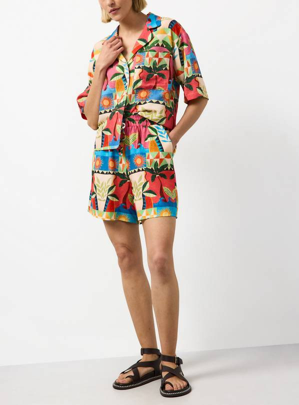 Buy Beach Print Linen Blend Shorts 12 | Co-ords | Tu | Tu Clothing