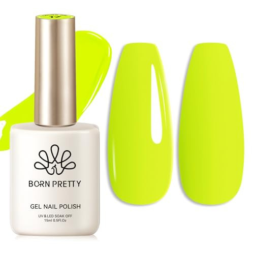 Born Pretty Neon Yellow Gel Nail Polish Neon Fluorescent Yellow Soak Off Gel Polish Nail Art Design Manicure Salon DIY Home 15ml | Amazon (US)