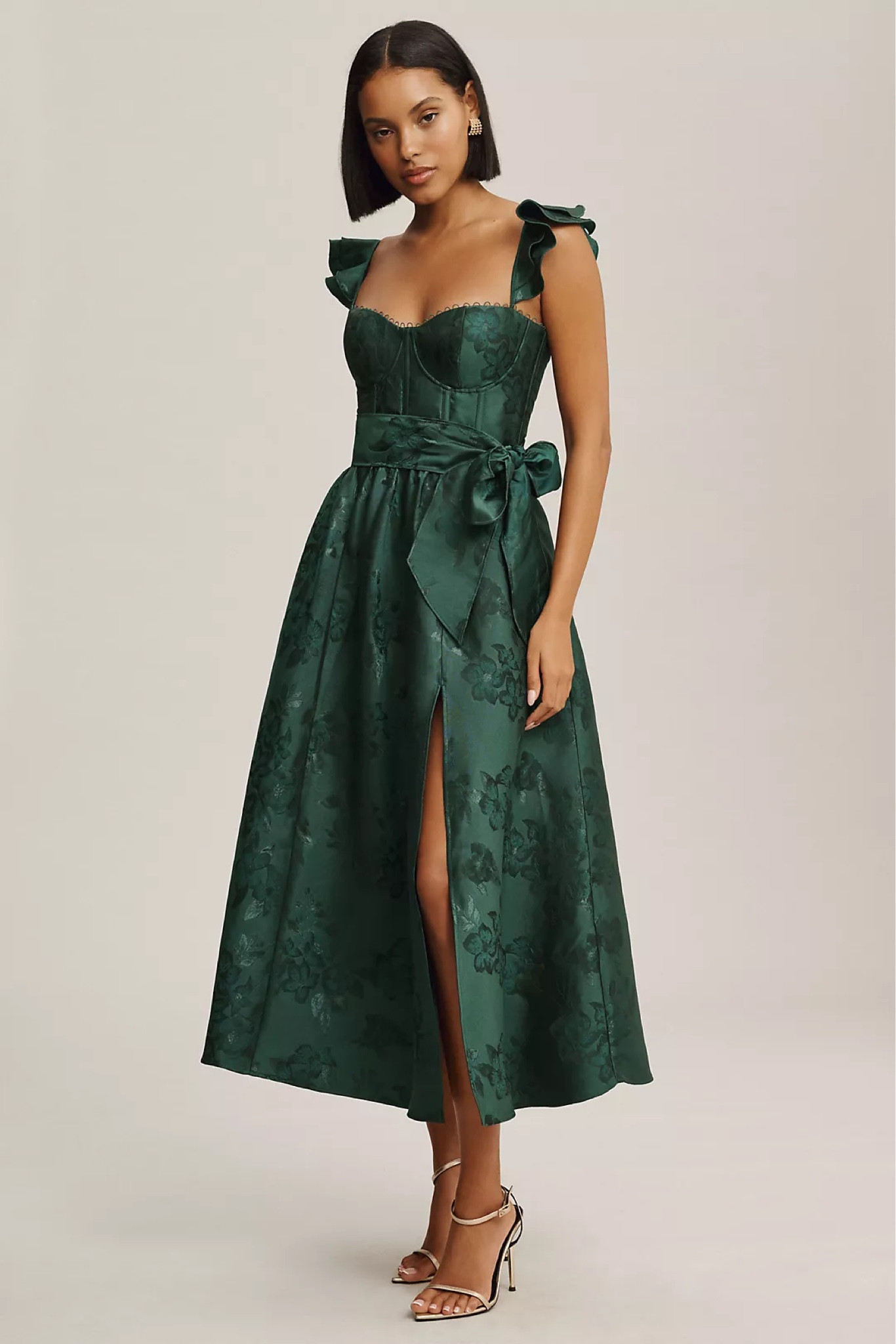 v chapman green dress Elsa Green Floral Maxi Skirt - US 14 main image 1