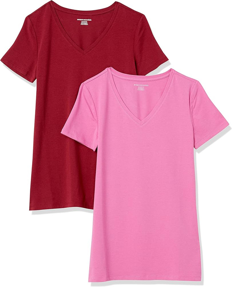 Amazon Essentials Women's Classic-Fit Short-Sleeve V-Neck T-Shirt, Multipacks | Amazon (US)