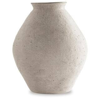 Hannela 12 in. Ivory Resin Urn Decorative Vase | The Home Depot