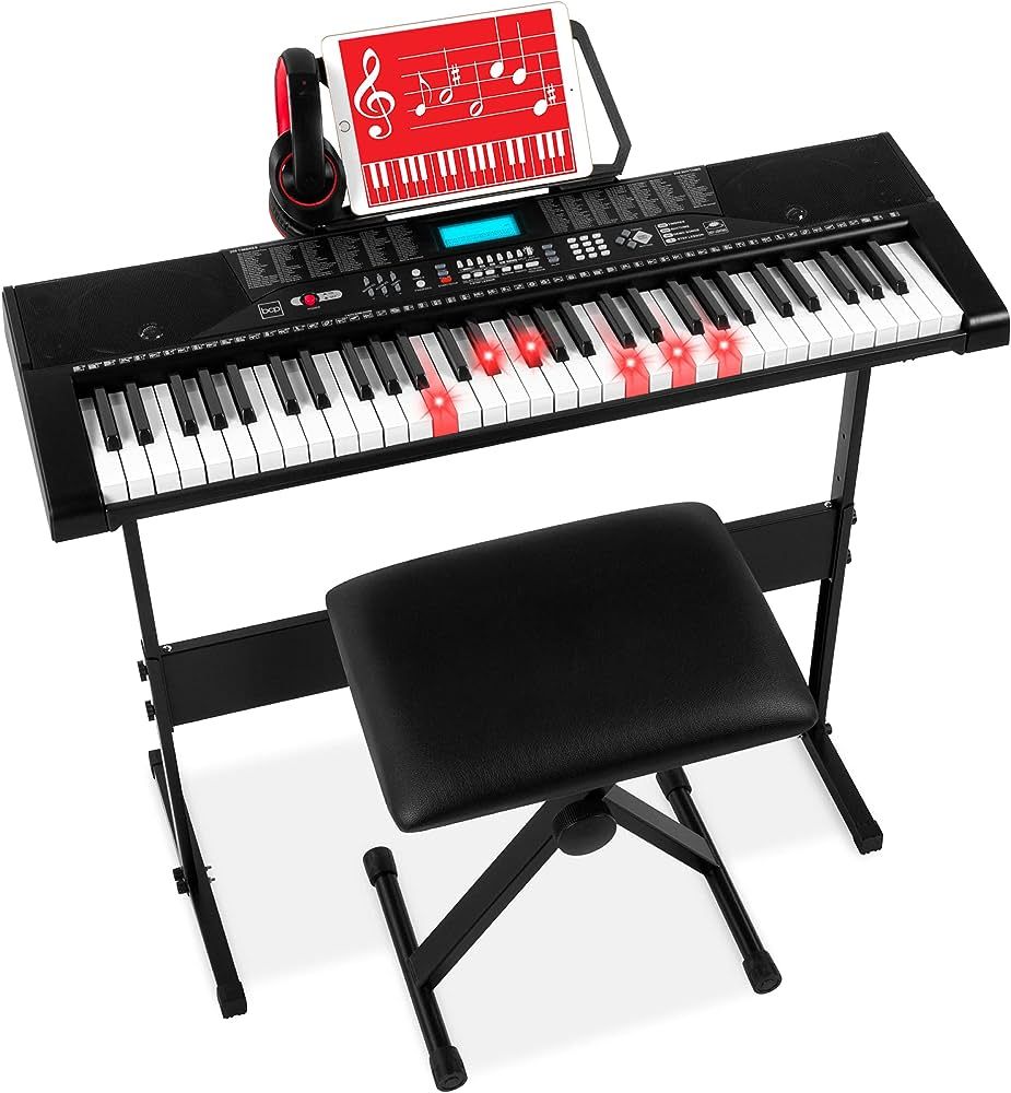 Best Choice Products 61-Key Beginners Complete Electronic Keyboard Piano Set w/Lighted Keys, LCD ... | Amazon (US)