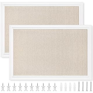 U Brands Linen Cork Linen Bulletin Board, 17 x 23 Inches, White Wood Frame (3264U00-01) | Amazon (US)