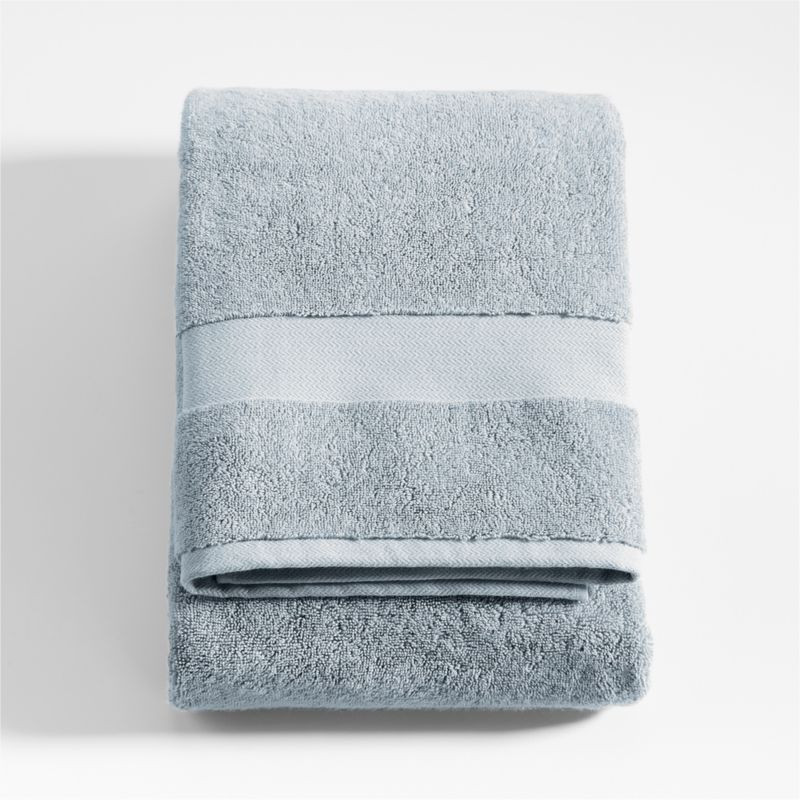 Organic Turkish Cotton Mist Blue Bath Towel + Reviews | Crate & Barrel | Crate & Barrel
