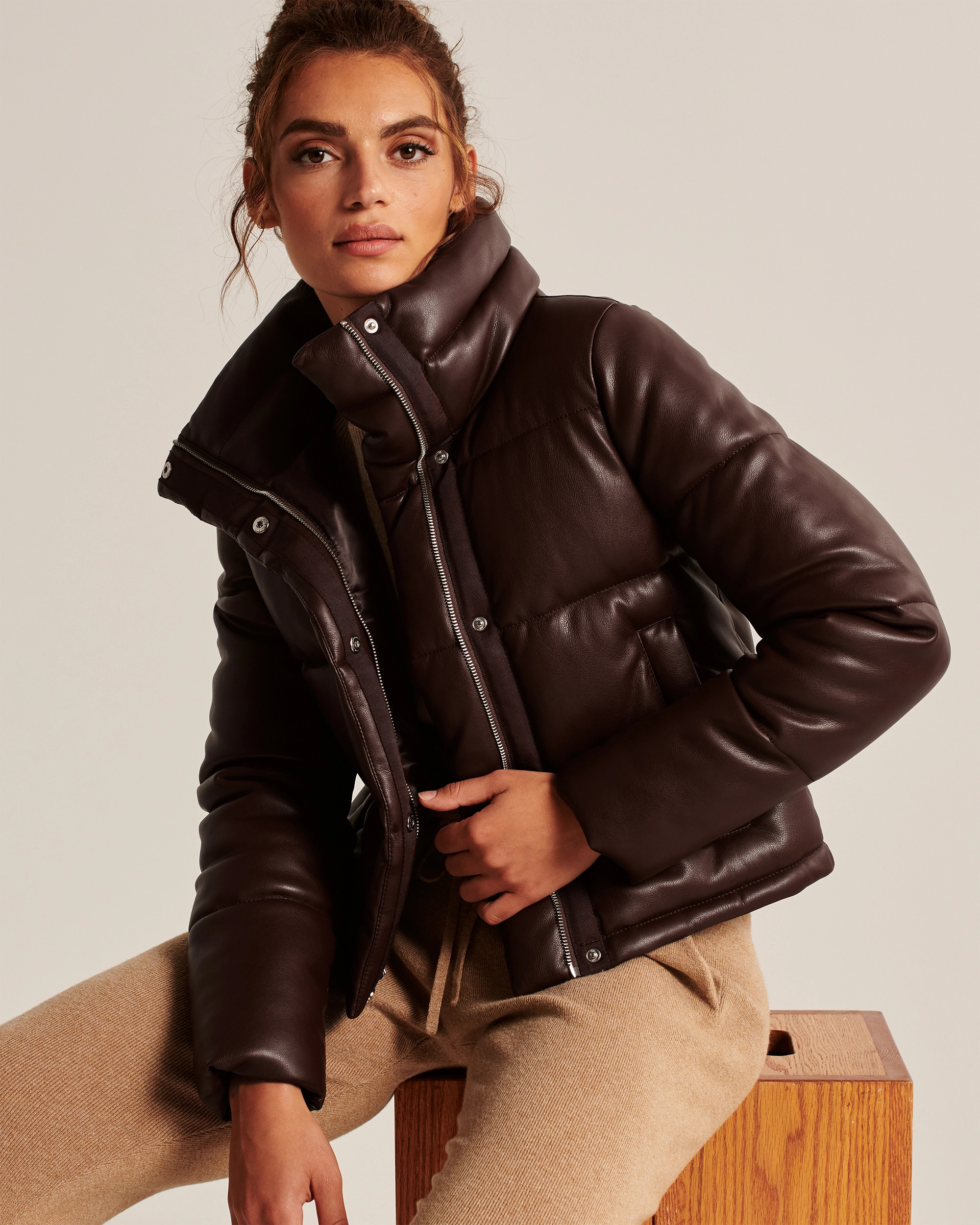 Faux Leather Mini Puffer | Abercrombie & Fitch (US)