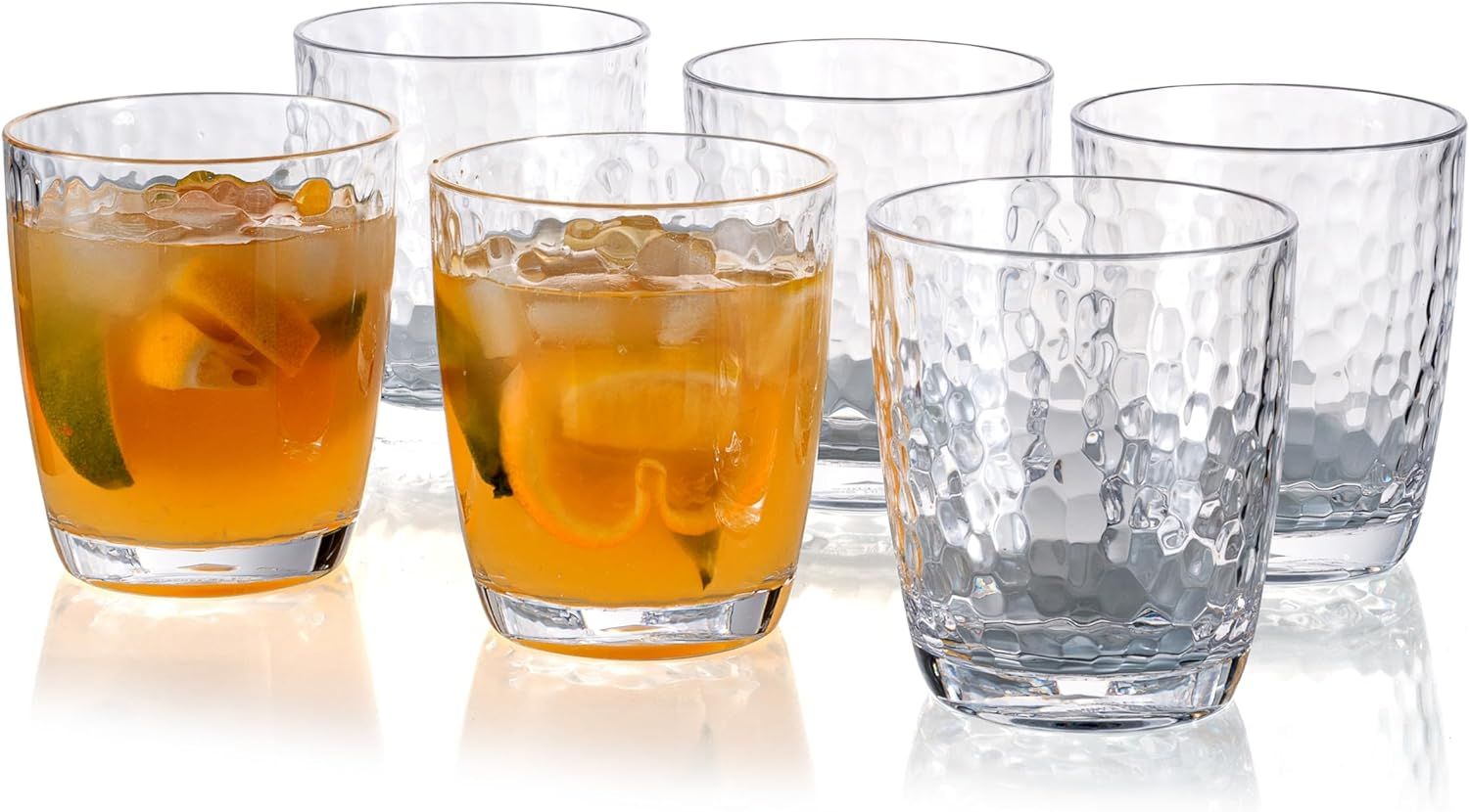 Hammered 15-ounce Plastic Tumbler Acrylic Glasses, set of 6 Clear | Amazon (US)