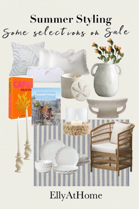 Summer styling decor accessories, outdoor furniture, outdoor rug. Some selections on sale. Throw pillows, blankets, vases, candleholders. Coastal home style, classic home. Free shipping. Amazon, Target, Pottery Barn. 

#LTKHome #LTKSaleAlert #LTKFindsUnder50