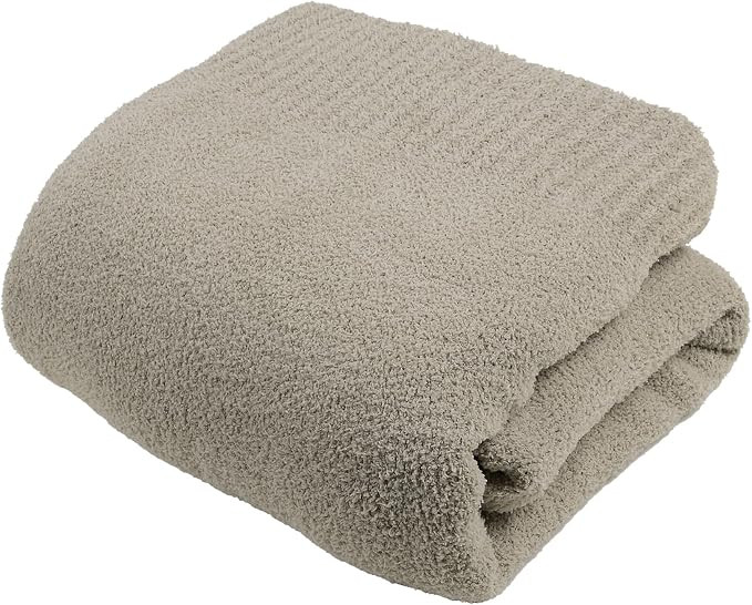 Taupe Warm Queen Size Fuzzy Knitted Blanket, Oversized Luxury Bed Blankets Soft Lightweight Plush... | Amazon (US)