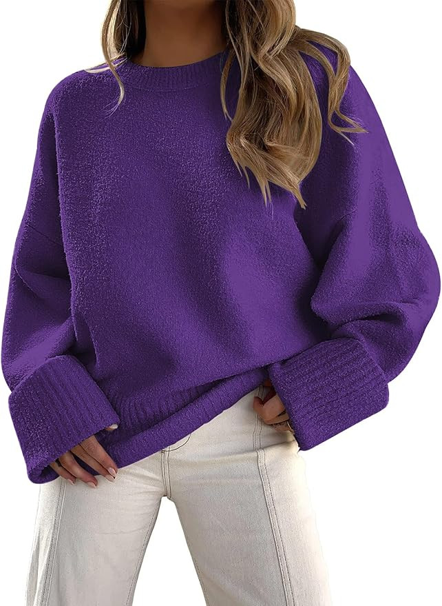 LILLUSORY Women's Oversized Sweaters Fuzzy Chunky Warm Pullover Sweater | Amazon (US)