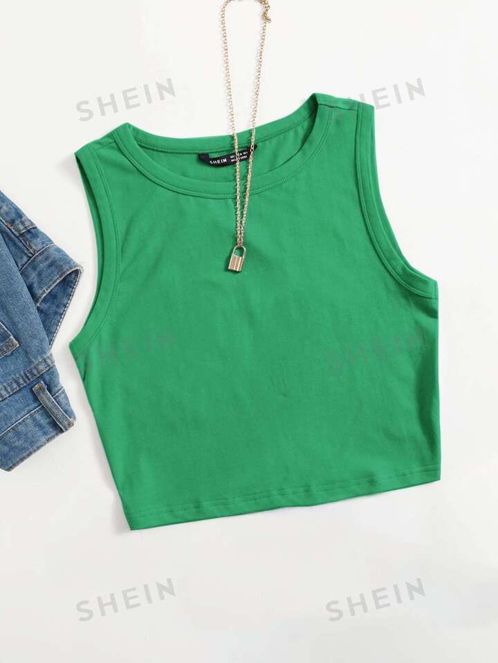 SHEIN EZwear Solid Crop Tank Top | SHEIN