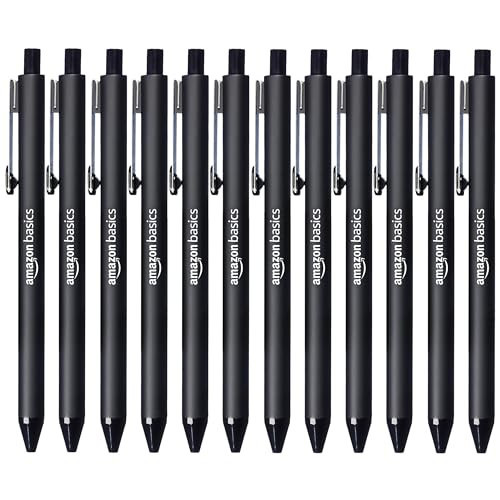 Amazon Basics Black Ballpoint Pens for Smooth Writing, Retractable, 12-Pack | Amazon (US)