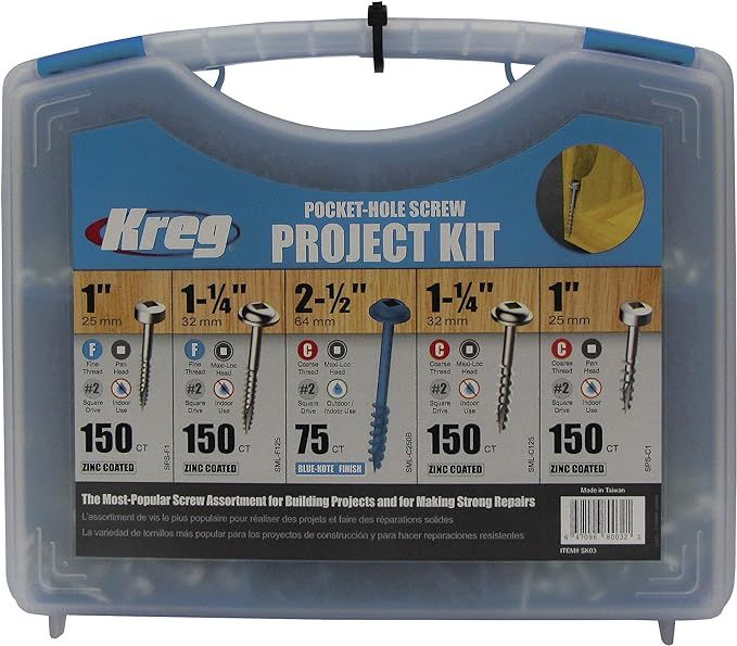 Kreg SK03 Pocket-Hole Screw Kit in 5 Sizes | Amazon (US)
