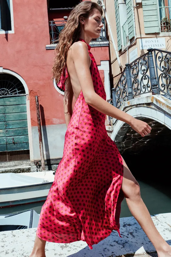 MIDI HALTER NECK DRESS | Zara US