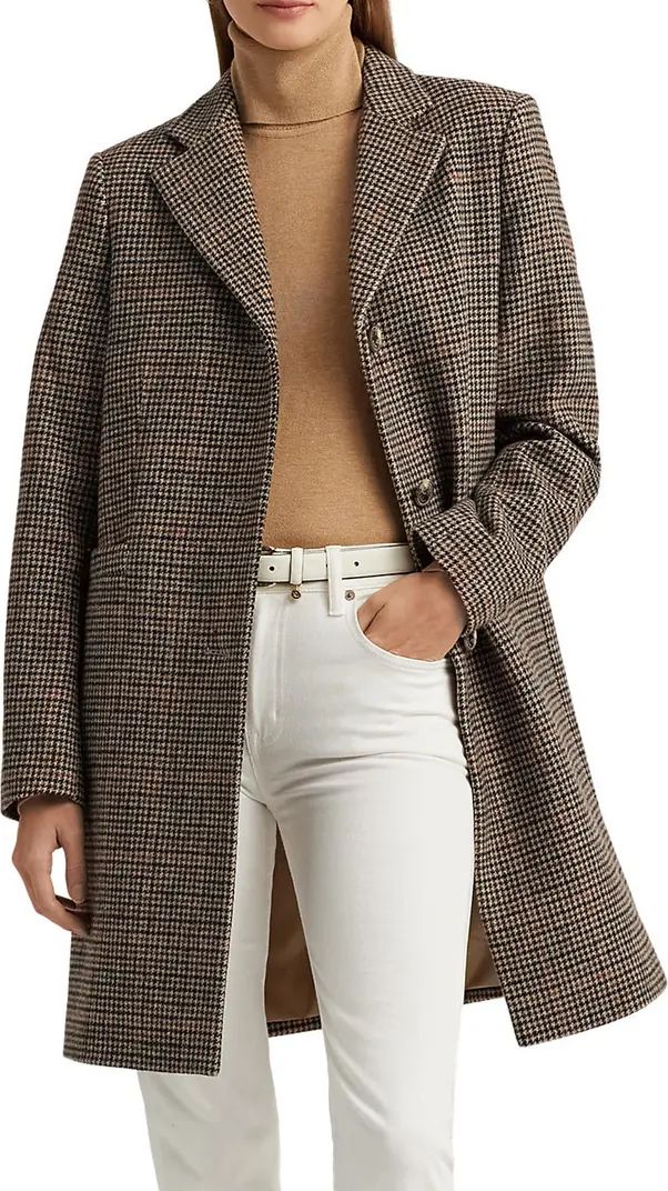 Houndstooth Check Wool Blend Coat | Nordstrom