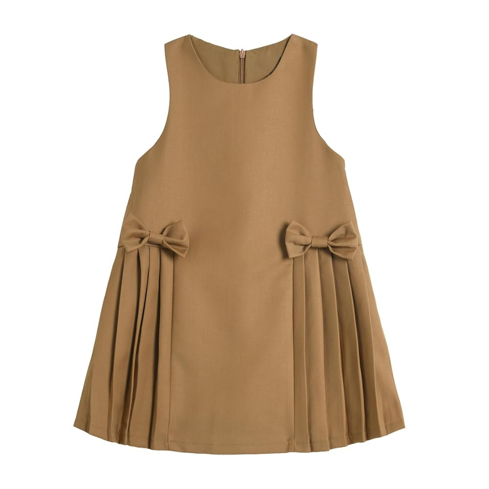 LittleSpring Girls Sleeveless School Uniform Jumper Dress with Bow | Amazon (US)