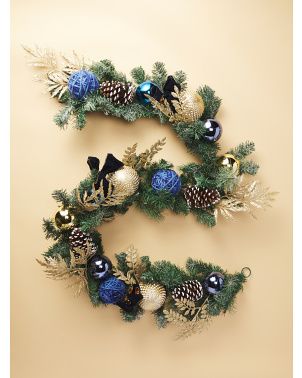 6ft Artificial Pine Garland With Ornaments | Seasonal Decor | HomeGoods | HomeGoods