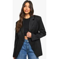boohoo Women's Woven Tailored Cinched Blazer in Black | Size: 12 | boohoo (US & Canada)