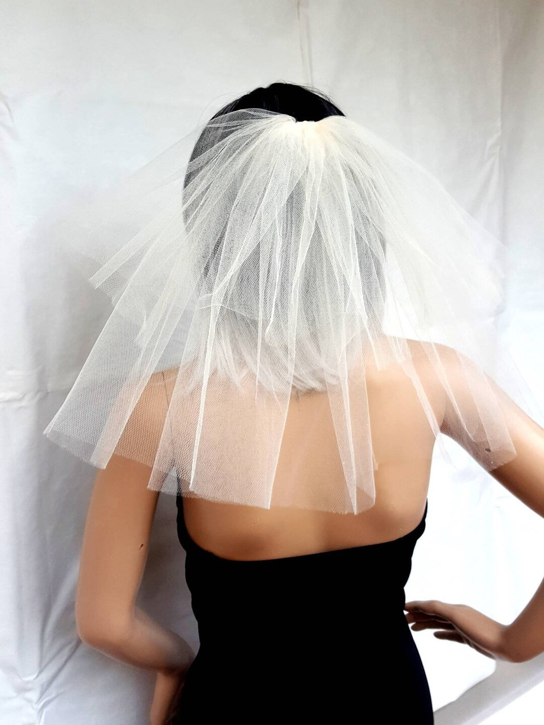 Bachelorette Party Veil 2-tier IVORY/WHITE Short Length. - Etsy | Etsy (US)