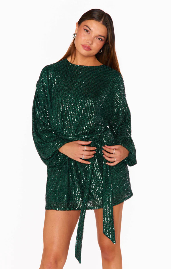 Sure Thing Mini Dress ~ Emerald Sequins | Show Me Your Mumu