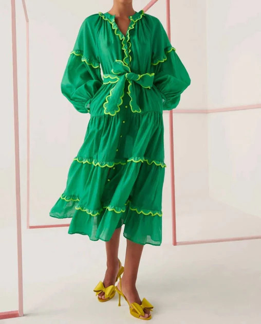 Flame Dress In Forest Green | Shop Simon