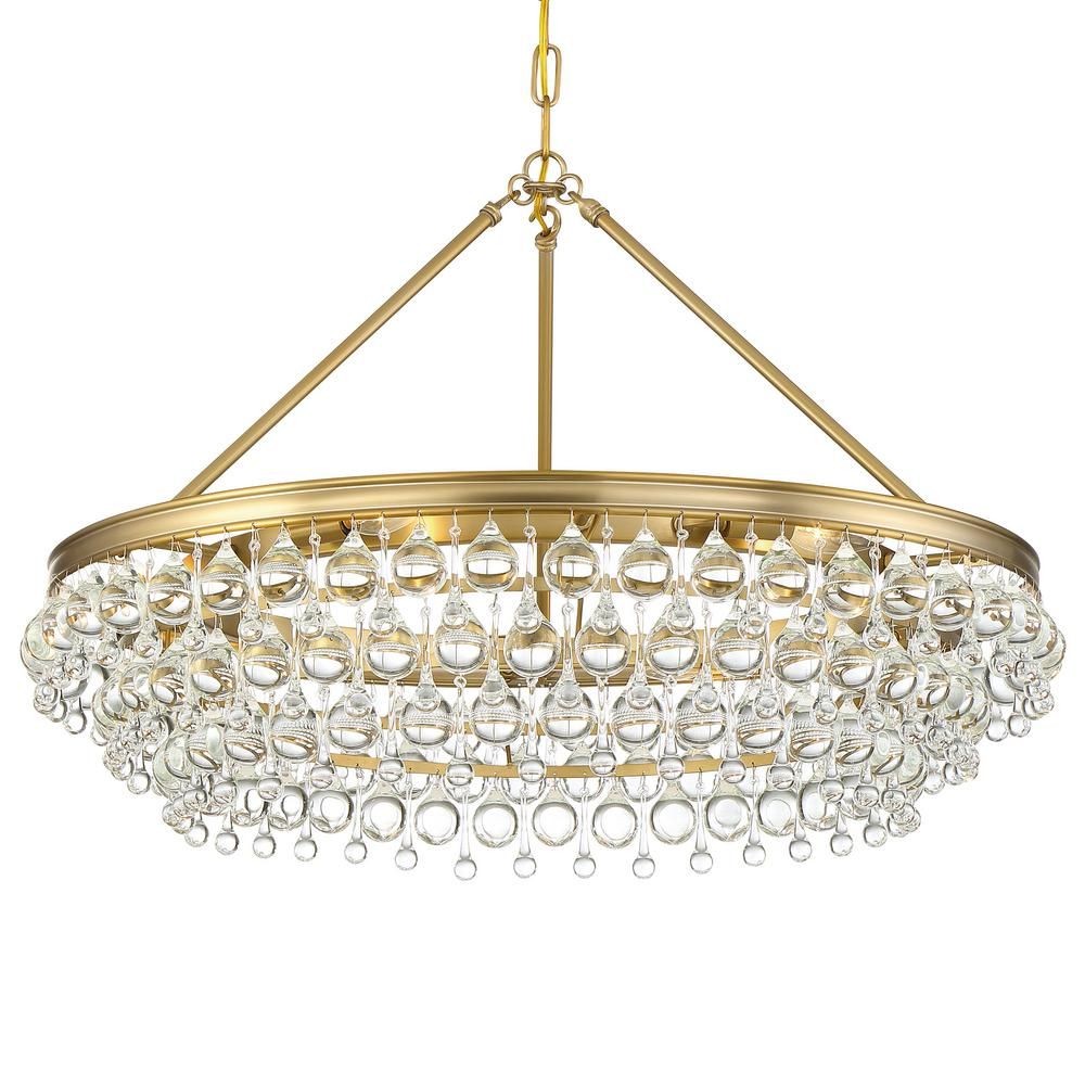 Crystorama Calypso 6-Light Crystal Teardrop Vibrant Gold Chandelier 275-VG - The Home Depot | The Home Depot