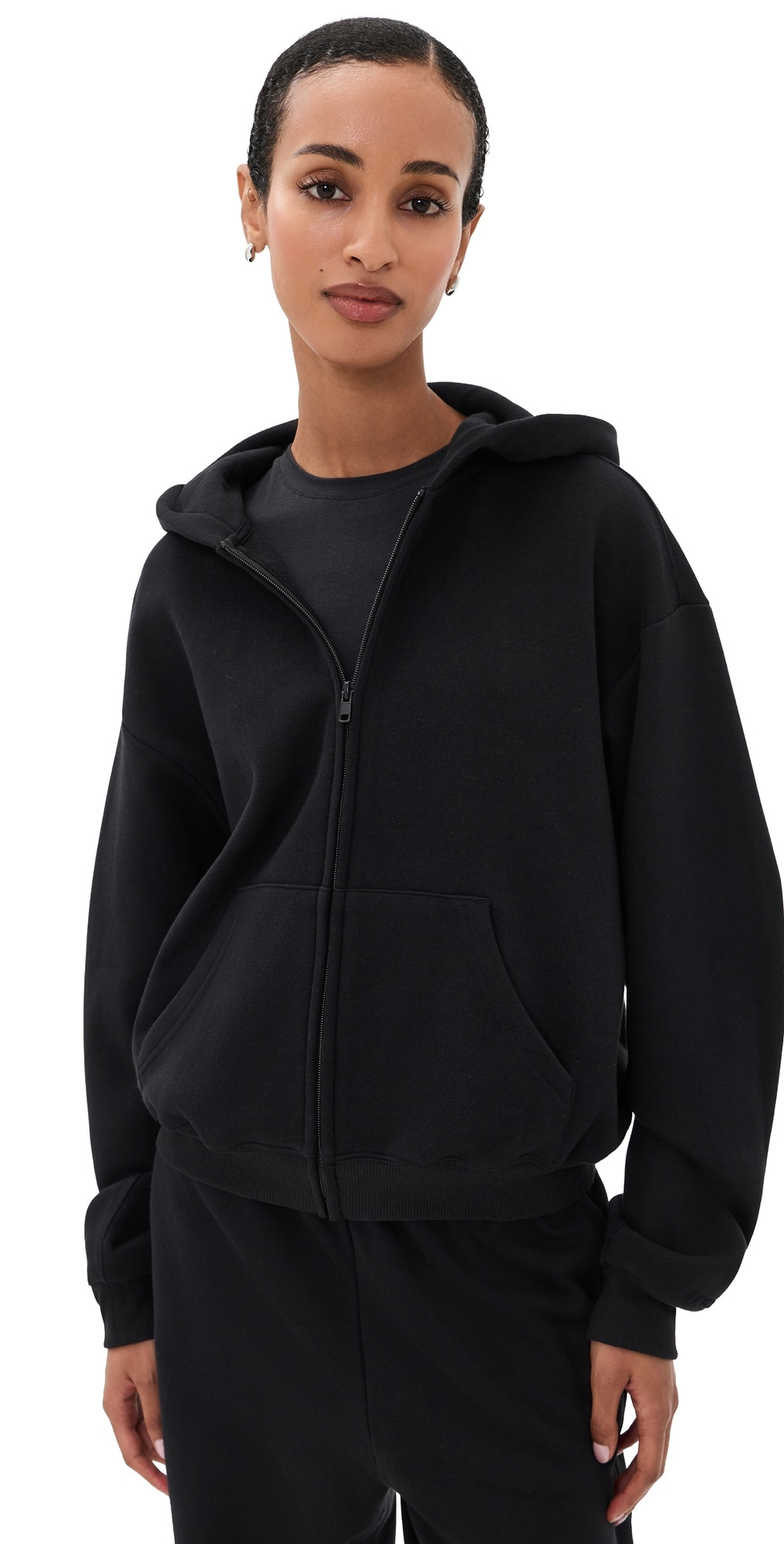 SKIMS Classic Zip Up Hoodie Onyx S | Shopbop