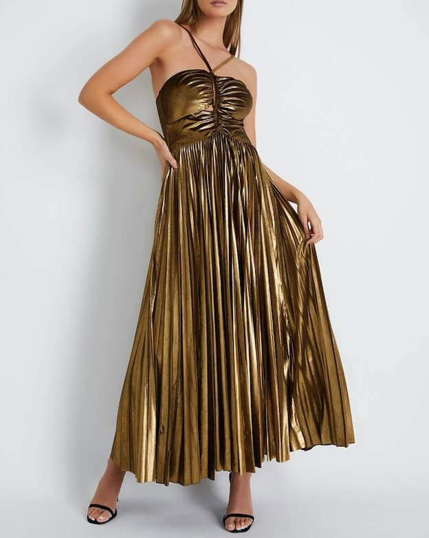 Metallic Velvet Laceup Midi Dress | PatBO