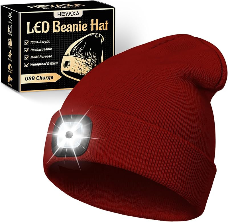 LED Beanie Hat with Light, Rechargeable Headlamp Hat, Stocking Stuffers Birthday Gifts for Men Ad... | Amazon (US)
